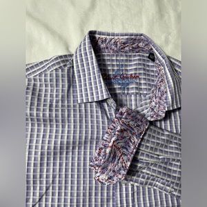 Robert Graham Purple Checks flip cup Button down long sleeve shirt men’s size XL